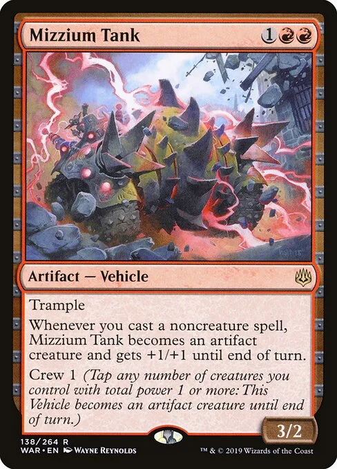 Mizzium Tank, carta Magic di tipo Artifact — Vehicle illustrata da Wayne Reynolds