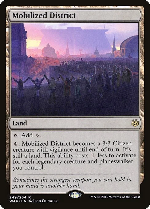 Mobilized District, carta Magic di tipo Land illustrata da Jedd Chevrier