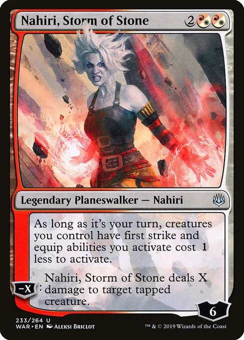 Nahiri, Storm of Stone, carta Magic di tipo Legendary Planeswalker — Nahiri illustrata da Aleksi Briclot