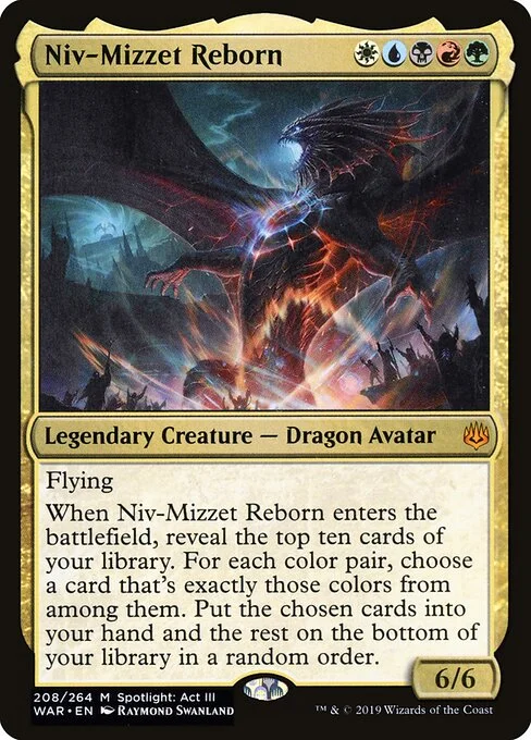 Niv-Mizzet Reborn, carta Magic di tipo Legendary Creature — Dragon Avatar illustrata da Raymond Swanland