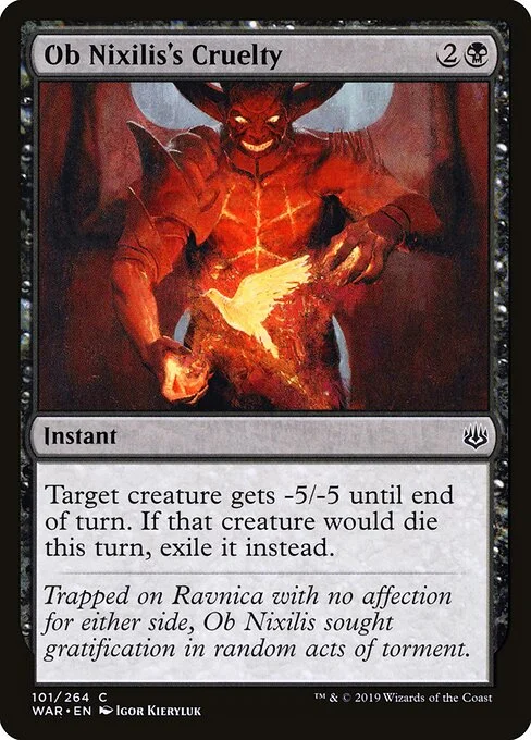 Ob Nixilis's Cruelty, carta Magic di tipo Instant illustrata da Igor Kieryluk