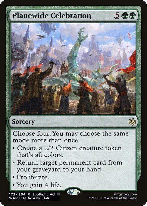 Planewide Celebration, carta Magic di tipo Sorcery illustrata da Wisnu Tan