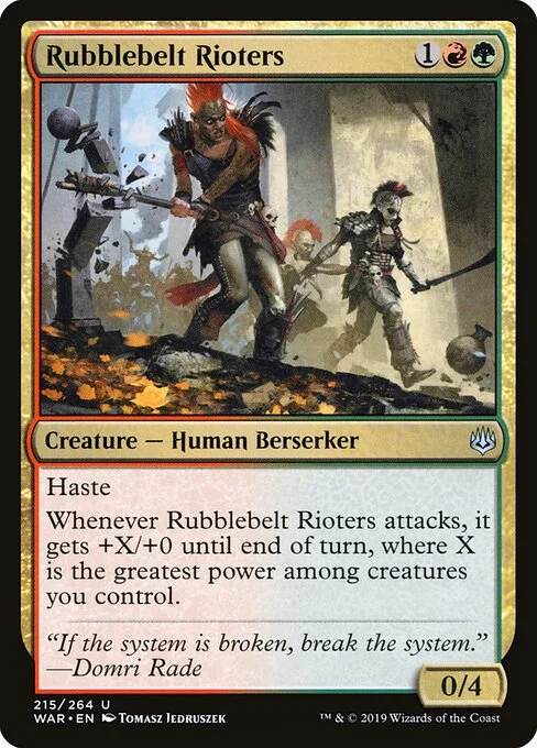 Rubblebelt Rioters, carta Magic di tipo Creature — Human Berserker illustrata da Tomasz Jedruszek