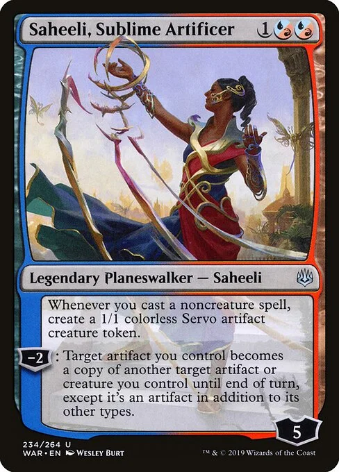 Saheeli, Sublime Artificer, carta Magic di tipo Legendary Planeswalker — Saheeli illustrata da Wesley Burt