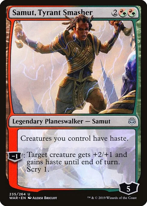 Samut, Tyrant Smasher, carta Magic di tipo Legendary Planeswalker — Samut illustrata da Aleksi Briclot