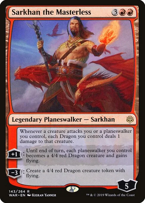 Sarkhan the Masterless, carta Magic di tipo Legendary Planeswalker — Sarkhan illustrata da Kieran Yanner