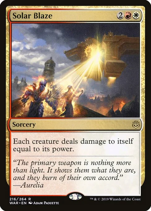 Solar Blaze, carta Magic di tipo Sorcery illustrata da Adam Paquette