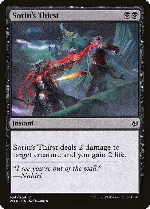 Sorin's Thirst, carta Magic di tipo Instant illustrata da Daarken