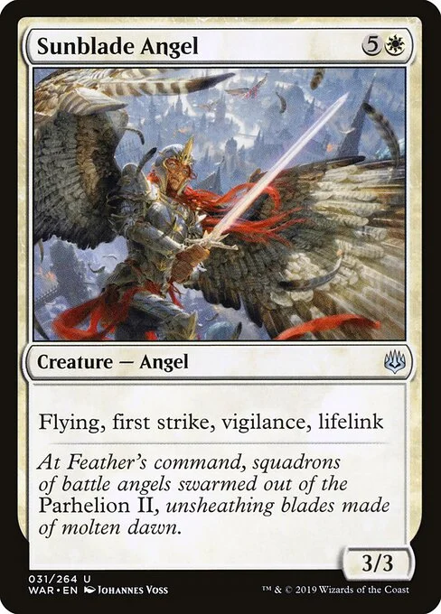 Sunblade Angel, carta Magic di tipo Creature — Angel illustrata da Johannes Voss