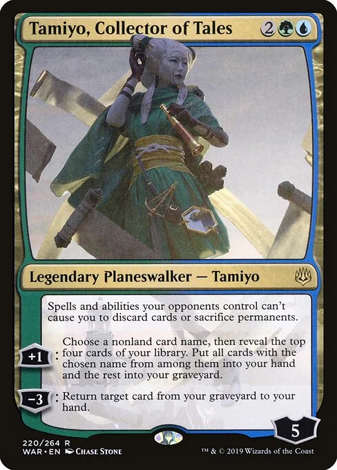 Tamiyo, Collector of Tales, carta Magic di tipo Legendary Planeswalker — Tamiyo illustrata da Chase Stone