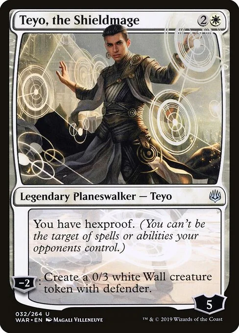 Teyo, the Shieldmage, carta Magic di tipo Legendary Planeswalker — Teyo illustrata da Magali Villeneuve
