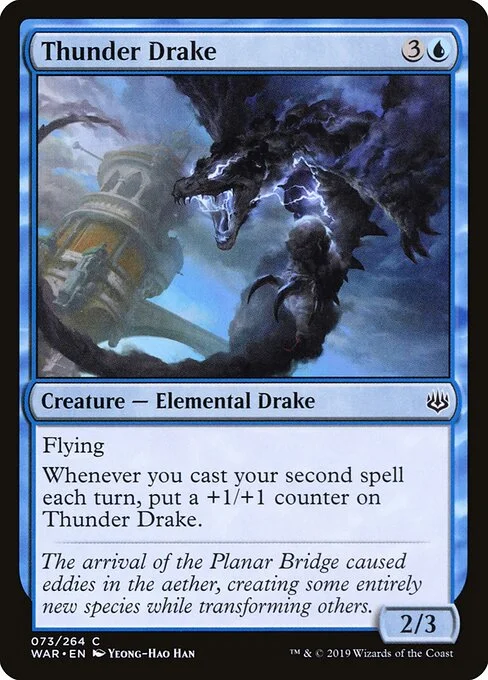 Thunder Drake, carta Magic di tipo Creature — Elemental Drake illustrata da Yeong-Hao Han