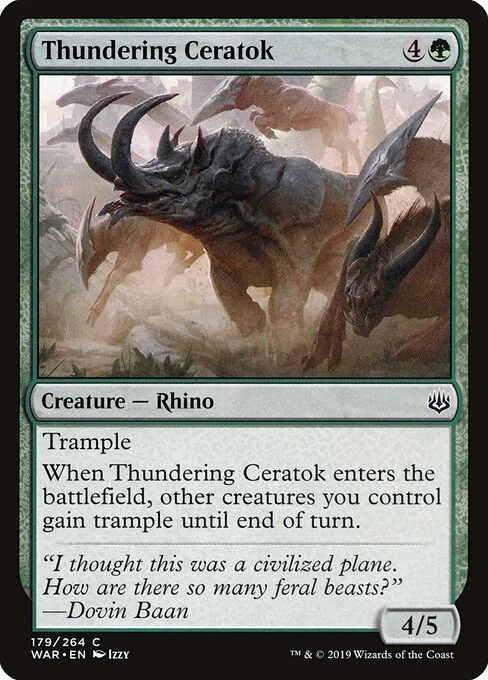 Thundering Ceratok, carta Magic di tipo Creature — Rhino illustrata da Izzy