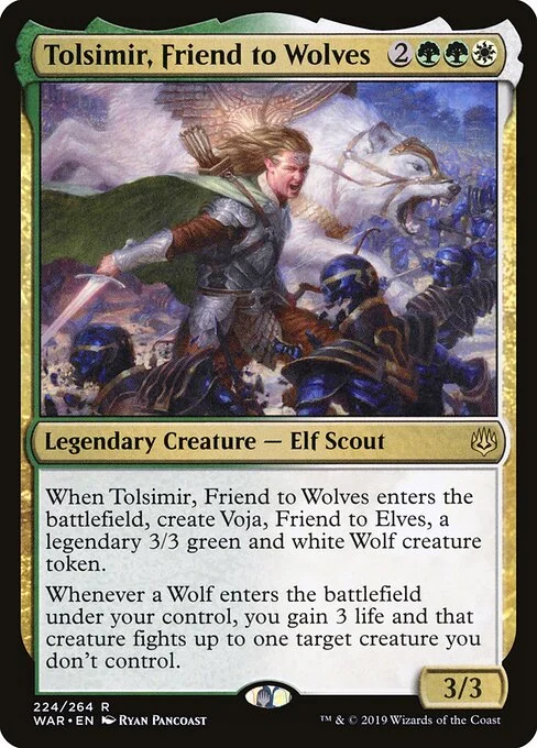 Tolsimir, Friend to Wolves, carta Magic di tipo Legendary Creature — Elf Scout illustrata da Ryan Pancoast