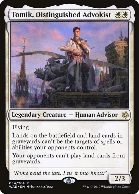 Tomik, Distinguished Advokist, carta Magic di tipo Legendary Creature — Human Advisor illustrata da Johannes Voss