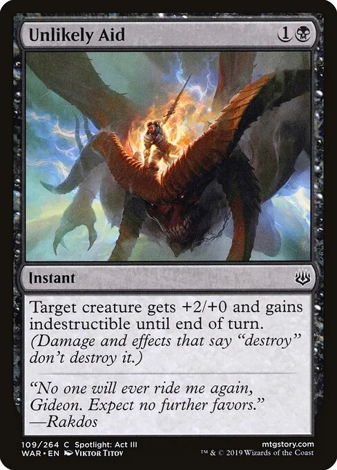 Unlikely Aid, carta Magic di tipo Instant illustrata da Viktor Titov