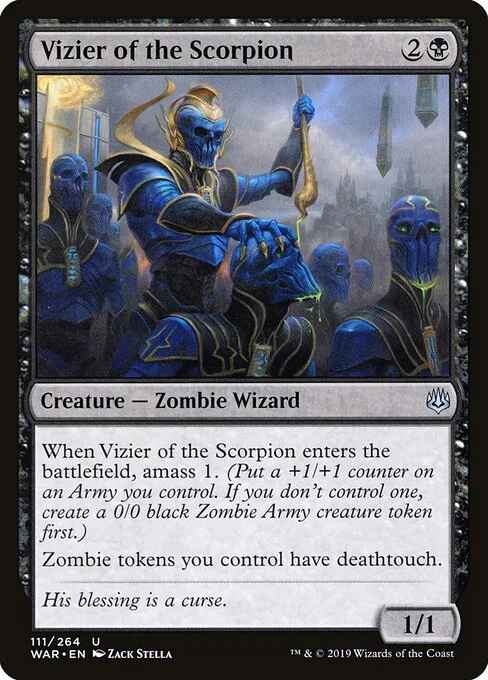 Vizier of the Scorpion, carta Magic di tipo Creature — Zombie Wizard illustrata da Zack Stella