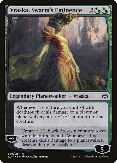 Vraska, Swarm's Eminence, carta Magic di tipo Legendary Planeswalker — Vraska illustrata da Anna Steinbauer