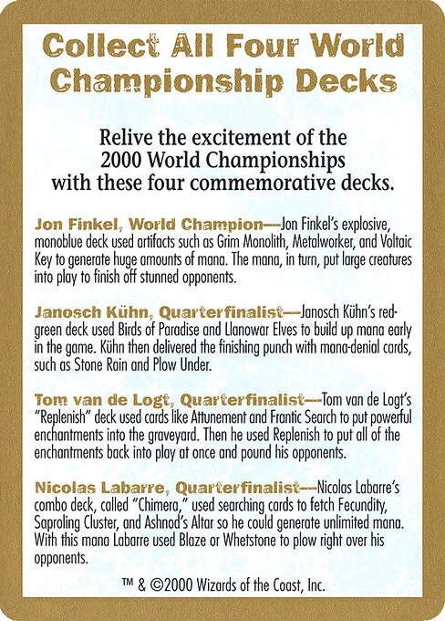 2000 World Championships Ad, carta Magic di tipo Card