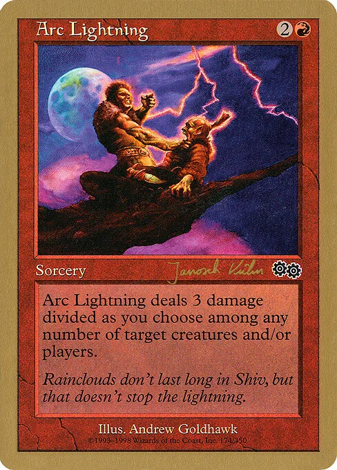 Arc Lightning, carta Magic di tipo Sorcery illustrata da Andrew Goldhawk