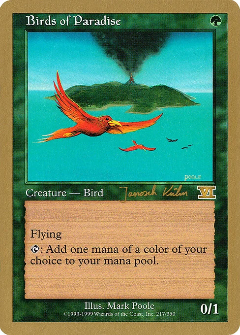 Birds of Paradise, carta Magic di tipo Creature — Bird illustrata da Mark Poole