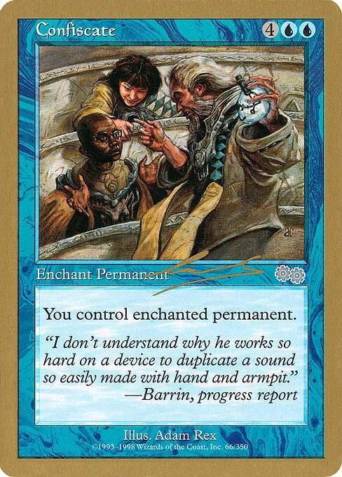 Confiscate, carta Magic di tipo Enchantment — Aura illustrata da Adam Rex