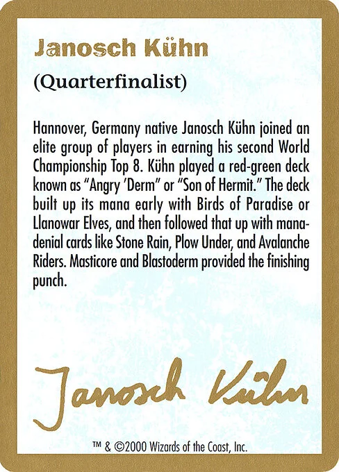 Janosch Kühn Bio (2000), carta Magic di tipo Card