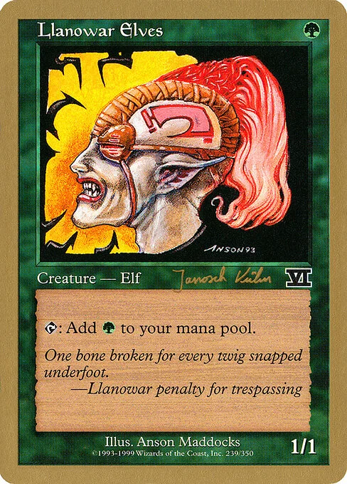 Llanowar Elves, carta Magic di tipo Creature — Elf Druid illustrata da Anson Maddocks