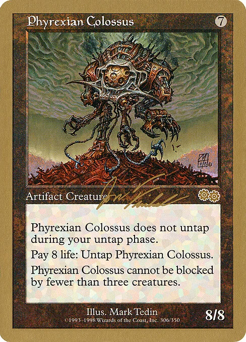 Phyrexian Colossus, carta Magic di tipo Artifact Creature — Phyrexian Golem illustrata da Mark Tedin