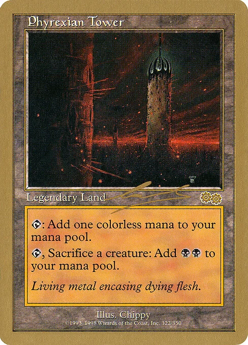 Phyrexian Tower, carta Magic di tipo Legendary Land illustrata da Chippy
