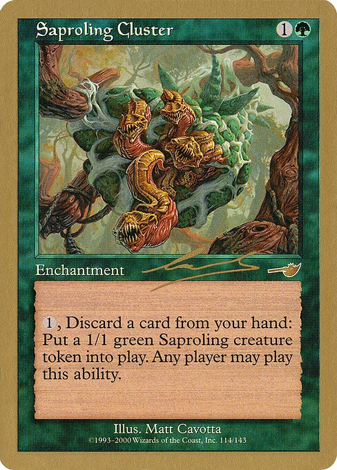 Saproling Cluster, carta Magic di tipo Enchantment illustrata da Matt Cavotta