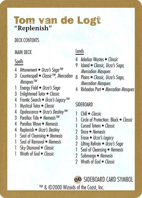 Tom van de Logt Decklist (2000), carta Magic di tipo Card