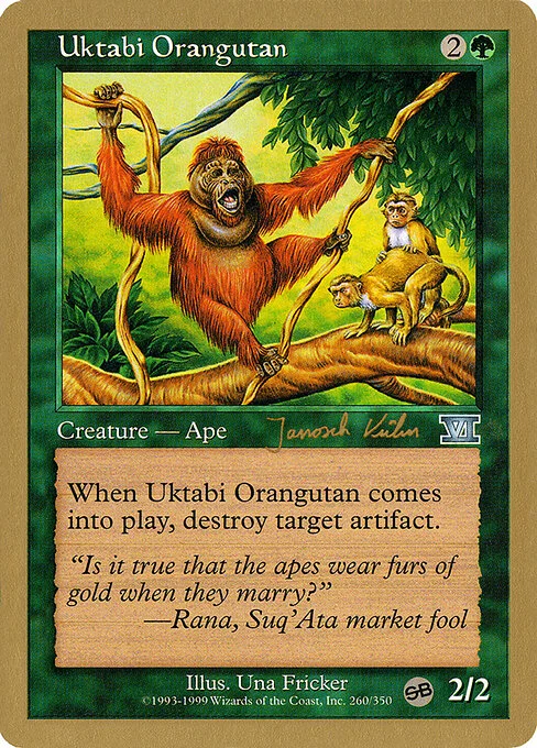 Uktabi Orangutan, carta Magic di tipo Creature — Ape illustrata da Una Fricker