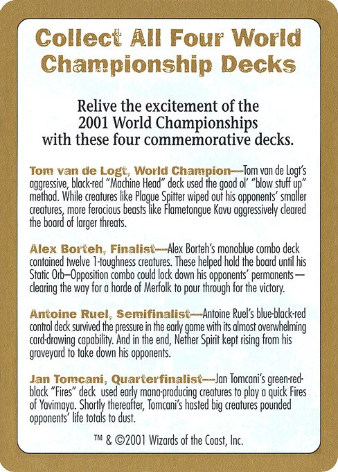 2001 World Championships Ad, carta Magic di tipo Card