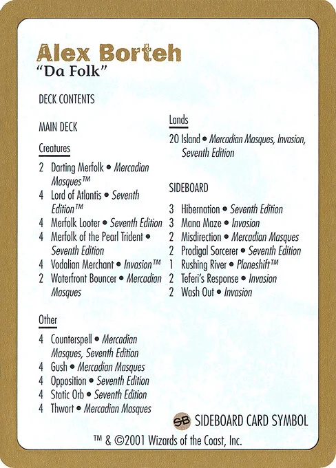 Alex Borteh Decklist, carta Magic di tipo Card