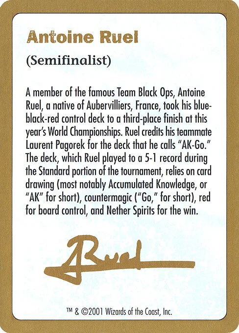 Antoine Ruel Bio, carta Magic di tipo Card