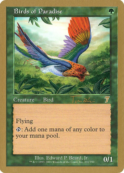 Birds of Paradise, carta Magic di tipo Creature — Bird illustrata da Edward P. Beard, Jr.