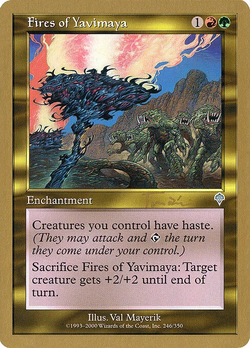 Fires of Yavimaya, carta Magic di tipo Enchantment illustrata da Val Mayerik