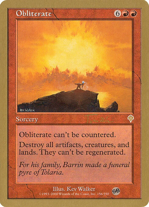 Obliterate, carta Magic di tipo Sorcery illustrata da Kev Walker