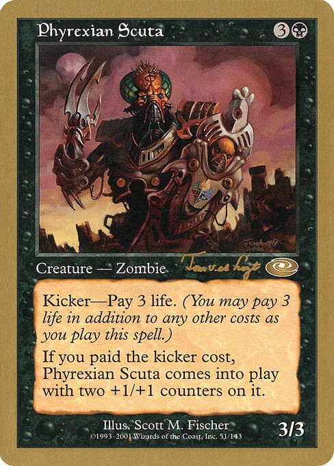 Phyrexian Scuta, carta Magic di tipo Creature — Phyrexian Zombie illustrata da Scott M. Fischer