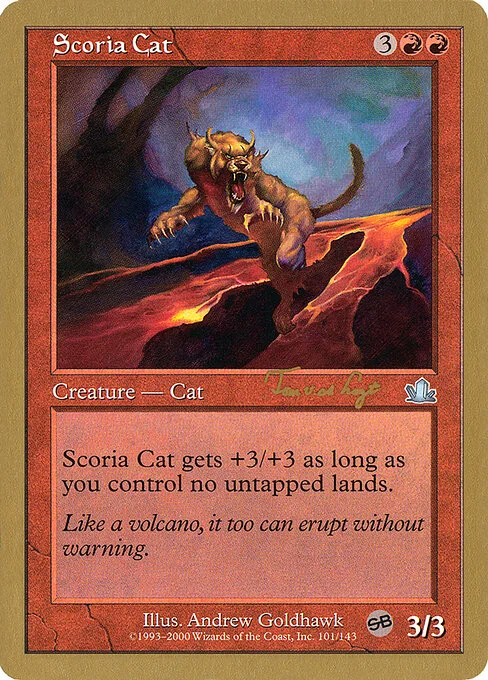 Scoria Cat, carta Magic di tipo Creature — Cat illustrata da Andrew Goldhawk