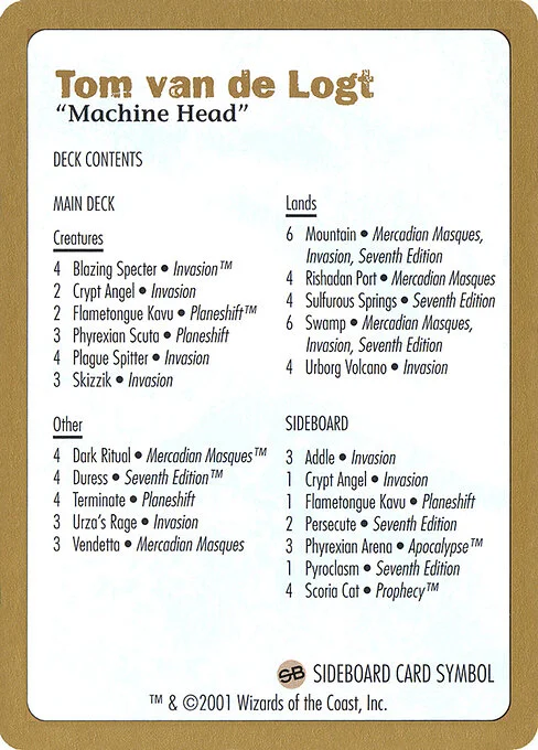 Tom van de Logt Decklist (2001), carta Magic di tipo Card