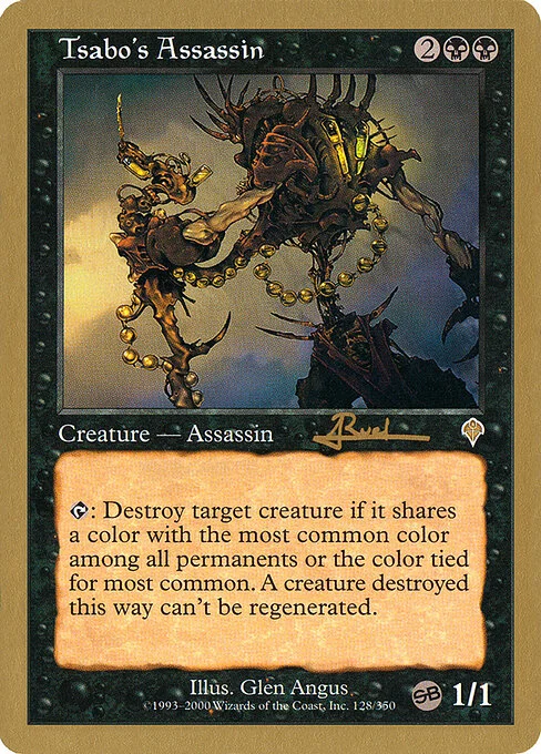 Tsabo's Assassin, carta Magic di tipo Creature — Phyrexian Zombie Assassin illustrata da Glen Angus