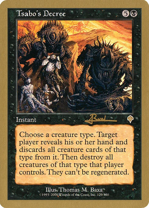Tsabo's Decree, carta Magic di tipo Instant illustrata da Thomas M. Baxa
