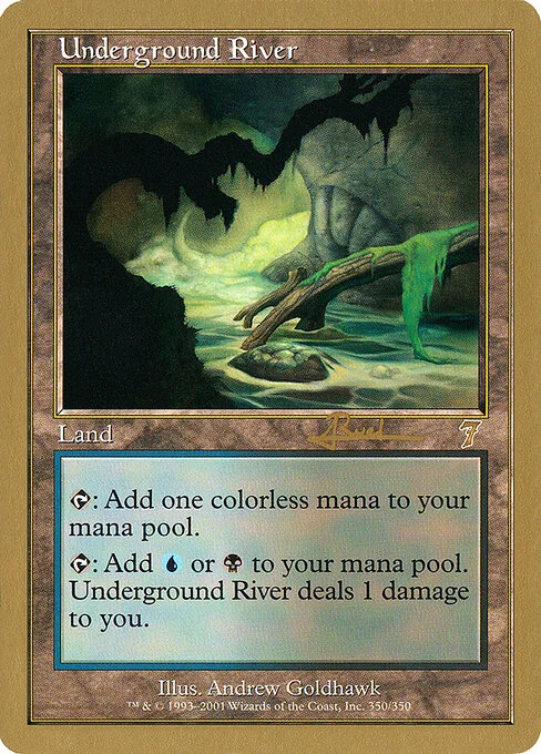 Underground River, carta Magic di tipo Land illustrata da Andrew Goldhawk