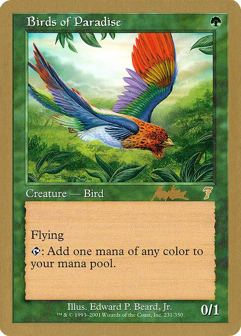 Birds of Paradise, carta Magic di tipo Creature — Bird illustrata da Edward P. Beard, Jr.