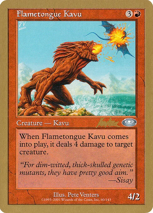 Flametongue Kavu, carta Magic di tipo Creature — Kavu illustrata da Pete Venters