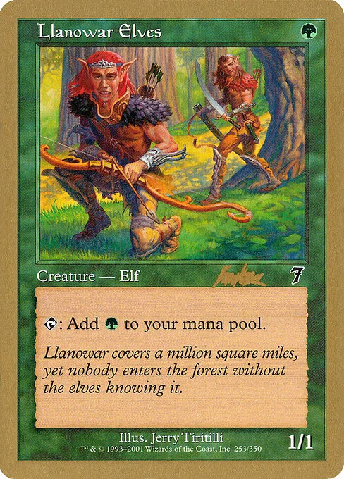Llanowar Elves, carta Magic di tipo Creature — Elf Druid illustrata da Jerry Tiritilli