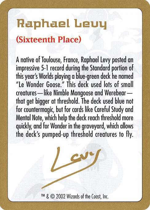 Raphael Levy Bio, carta Magic di tipo Card