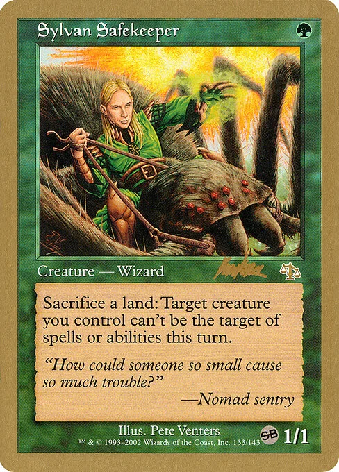 Sylvan Safekeeper, carta Magic di tipo Creature — Human Wizard illustrata da Pete Venters